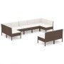 Set muebles de jardín 9 pzas y cojines ratán sintético marrón de vidaXL, Conjuntos de jardín - Ref: Foro24-3094603, Precio: 7...