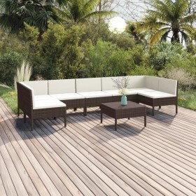 8-teiliges Gartenmöbel-Set und braune synthetische Rattankissen von vidaXL, Gartensets - Ref: Foro24-3094591, Preis: 558,99 €...