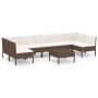 Set muebles de jardín 8 pzas y cojines ratán sintético marrón de vidaXL, Conjuntos de jardín - Ref: Foro24-3094591, Precio: 6...