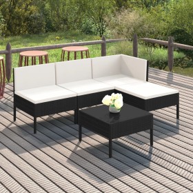 5-teiliges Gartenmöbel-Set und schwarze synthetische Rattankissen von vidaXL, Gartensets - Ref: Foro24-3094364, Preis: 346,99...