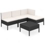 Set de muebles de jardín 5 pzas y cojines ratán sintético negro de vidaXL, Conjuntos de jardín - Ref: Foro24-3094364, Precio:...