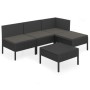 Set de muebles de jardín 5 pzas y cojines ratán sintético negro de vidaXL, Conjuntos de jardín - Ref: Foro24-3094365, Precio:...