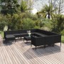 Set de muebles de jardín 13 pzas cojines ratán sintético negro de vidaXL, Conjuntos de jardín - Ref: Foro24-3094529, Precio: ...