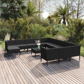 Gartenmöbel-Set, 13-teilig, schwarze Kissen aus synthetischem Rattan von vidaXL, Gartensets - Ref: Foro24-3094529, Preis: 890...