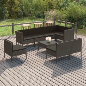 9-teiliges Gartenmöbel-Set und graue synthetische Rattankissen von vidaXL, Gartensets - Ref: Foro24-3094402, Preis: 639,99 €,...