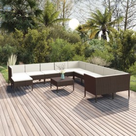 Garden furniture set 12 pieces and brown synthetic rattan cushions by vidaXL, Garden sets - Ref: Foro24-3094519, Price: 998,6...