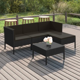 5-teiliges Gartenmöbel-Set und schwarze synthetische Rattankissen von vidaXL, Gartensets - Ref: Foro24-3094377, Preis: 304,99...