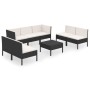 Set de muebles de jardín 8 pzas y cojines ratán sintético negro de vidaXL, Conjuntos de jardín - Ref: Foro24-3094356, Precio:...