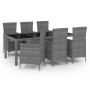 Set de comedor de jardín 7 pzas y cojines ratán sintético gris de vidaXL, Conjuntos de jardín - Ref: Foro24-3094883, Precio: ...