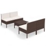 Set muebles de jardín 5 pzas y cojines ratán sintético marrón de vidaXL, Conjuntos de jardín - Ref: Foro24-3094307, Precio: 2...