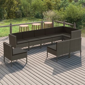 9-teiliges Gartenmöbel-Set und graue synthetische Rattankissen von vidaXL, Gartensets - Ref: Foro24-3094406, Preis: 664,99 €,...