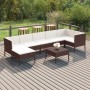 Set muebles de jardín 8 pzas y cojines ratán sintético marrón de vidaXL, Conjuntos de jardín - Ref: Foro24-3094411, Precio: 5...