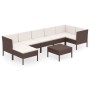 Set muebles de jardín 8 pzas y cojines ratán sintético marrón de vidaXL, Conjuntos de jardín - Ref: Foro24-3094411, Precio: 5...