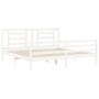 White solid wood bed frame with headboard 200x200 cm by vidaXL, Beds and slatted bases - Ref: Foro24-3194722, Price: 152,27 €...