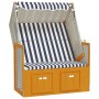 Silla playa Strandkorb dosel ratán sintético madera blanco azul de vidaXL, Tumbonas - Ref: Foro24-318655, Precio: 201,10 €, D...