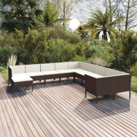 Garden furniture set 11 pieces and brown synthetic rattan cushions by vidaXL, Garden sets - Ref: Foro24-3094515, Price: 834,4...