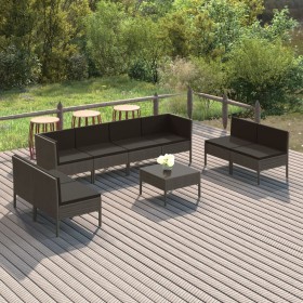 Garden furniture set 9 pieces and gray synthetic rattan cushions by vidaXL, Garden sets - Ref: Foro24-3094362, Price: 762,23 ...