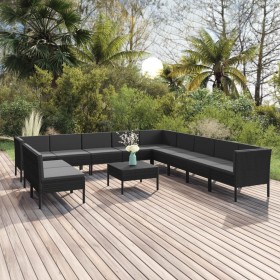 Garden furniture set 12 pieces and black synthetic rattan cushions by vidaXL, Garden sets - Ref: Foro24-3094477, Price: 840,9...