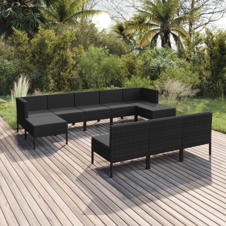 Garden furniture set 10 pieces black synthetic rattan cushions by vidaXL, Garden sets - Ref: Foro24-3094569, Price: 621,99 €,...