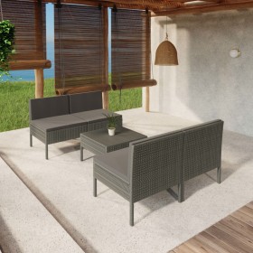 5-piece garden furniture set and gray synthetic rattan cushions by vidaXL, Garden sets - Ref: Foro24-3094310, Price: 321,07 €...