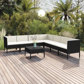 8-teiliges Gartenmöbel-Set und schwarze synthetische Rattankissen von vidaXL, Gartensets - Ref: Foro24-3094456, Preis: 603,99...