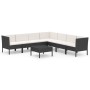 Set de muebles de jardín 8 pzas y cojines ratán sintético negro de vidaXL, Conjuntos de jardín - Ref: Foro24-3094456, Precio:...