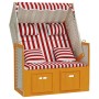 Silla Strandkorb con cojines ratán sintético madera rojo blanco de vidaXL, Tumbonas - Ref: Foro24-318665, Precio: 307,67 €, D...