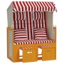 Silla Strandkorb con cojines ratán sintético madera rojo blanco de vidaXL, Tumbonas - Ref: Foro24-318665, Precio: 307,67 €, D...