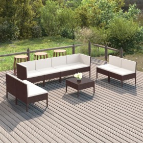 9-teiliges Gartenmöbel-Set und braune synthetische Rattankissen von vidaXL, Gartensets - Ref: Foro24-3094359, Preis: 567,99 €...