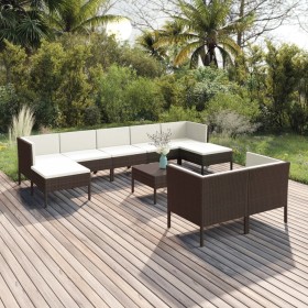 Garden furniture set 10 pieces and brown synthetic rattan cushions by vidaXL, Garden sets - Ref: Foro24-3094575, Price: 651,9...