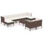 Set muebles de jardín 10 pzas y cojines ratán sintético marrón de vidaXL, Conjuntos de jardín - Ref: Foro24-3094575, Precio: ...