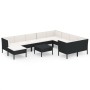 Set muebles de jardín 11 pzas y cojines ratán sintético negro de vidaXL, Conjuntos de jardín - Ref: Foro24-3094504, Precio: 8...