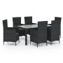 Juego de comedor de jardín 7 piezas ratán sintético negro de vidaXL, Conjuntos de jardín - Ref: Foro24-3094868, Precio: 470,2...