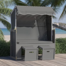 Strandkorb chair and canopy PE rattan and anthracite and black wood by vidaXL, Loungers - Ref: Foro24-318653, Price: 224,99 €...