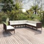 Set muebles de jardín 9 pzas y cojines ratán sintético marrón de vidaXL, Conjuntos de jardín - Ref: Foro24-3094467, Precio: 8...