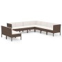 Set muebles de jardín 9 pzas y cojines ratán sintético marrón de vidaXL, Conjuntos de jardín - Ref: Foro24-3094467, Precio: 6...