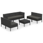 Set de muebles de jardín 8 pzas y cojines ratán sintético negro de vidaXL, Conjuntos de jardín - Ref: Foro24-3094357, Precio:...