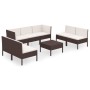 Set muebles de jardín 8 pzas y cojines ratán sintético marrón de vidaXL, Conjuntos de jardín - Ref: Foro24-3094355, Precio: 6...