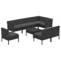 Set de muebles de jardín 9 pzas y cojines ratán sintético negro de vidaXL, Conjuntos de jardín - Ref: Foro24-3094401, Precio:...