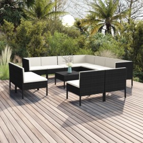 Gartenmöbel-Set 12-teilig und schwarze synthetische Rattankissen von vidaXL, Gartensets - Ref: Foro24-3094480, Preis: 914,99 ...