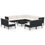 Set muebles de jardín 12 pzas y cojines ratán sintético negro de vidaXL, Conjuntos de jardín - Ref: Foro24-3094480, Precio: 9...