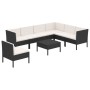 Set de muebles de jardín 8 pzas y cojines ratán sintético negro de vidaXL, Conjuntos de jardín - Ref: Foro24-3094440, Precio:...