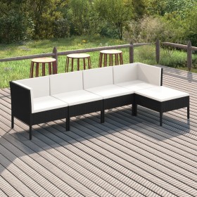 5-teiliges Gartenmöbel-Set und schwarze synthetische Rattankissen von vidaXL, Gartensets - Ref: Foro24-3094380, Preis: 383,51...