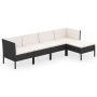 Set de muebles de jardín 5 pzas y cojines ratán sintético negro de vidaXL, Conjuntos de jardín - Ref: Foro24-3094380, Precio:...