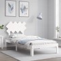 White solid wood bed frame with headboard 90x200 cm by vidaXL, Beds and slatted bases - Ref: Foro24-3193712, Price: 100,87 €,...