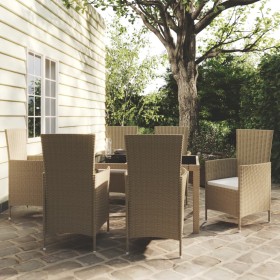 Garten-Essgruppe 7-teilig und beige synthetische Rattankissen von vidaXL, Gartensets - Ref: Foro24-3094904, Preis: 514,99 €, ...