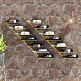 Wall-mounted wine rack for 7 bottles, 2 units, gold metal. by vidaXL, Wine racks - Ref: Foro24-340899, Price: 69,07 €, Discou...