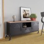 Iron and solid black fir wood TV cabinet 110x30x43 cm by vidaXL, TV Furniture - Ref: Foro24-340766, Price: 193,38 €, Discount: %