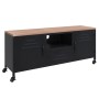 Iron and solid black fir wood TV cabinet 110x30x43 cm by vidaXL, TV Furniture - Ref: Foro24-340766, Price: 193,38 €, Discount: %