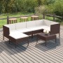 Set muebles de jardín 7 pzas y cojines ratán sintético marrón de vidaXL, Conjuntos de jardín - Ref: Foro24-3094407, Precio: 5...